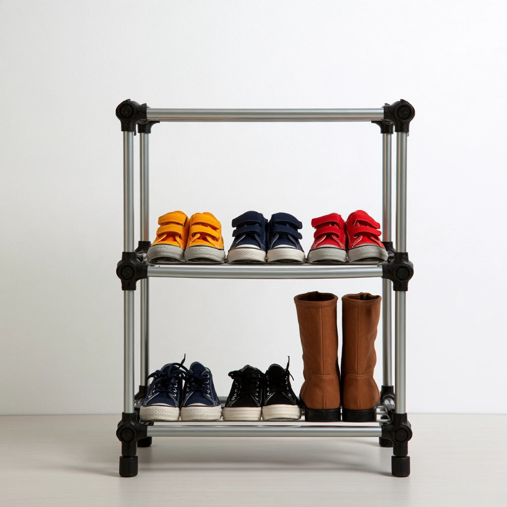 Organizer na buty, z metalu, kolor: srebrny